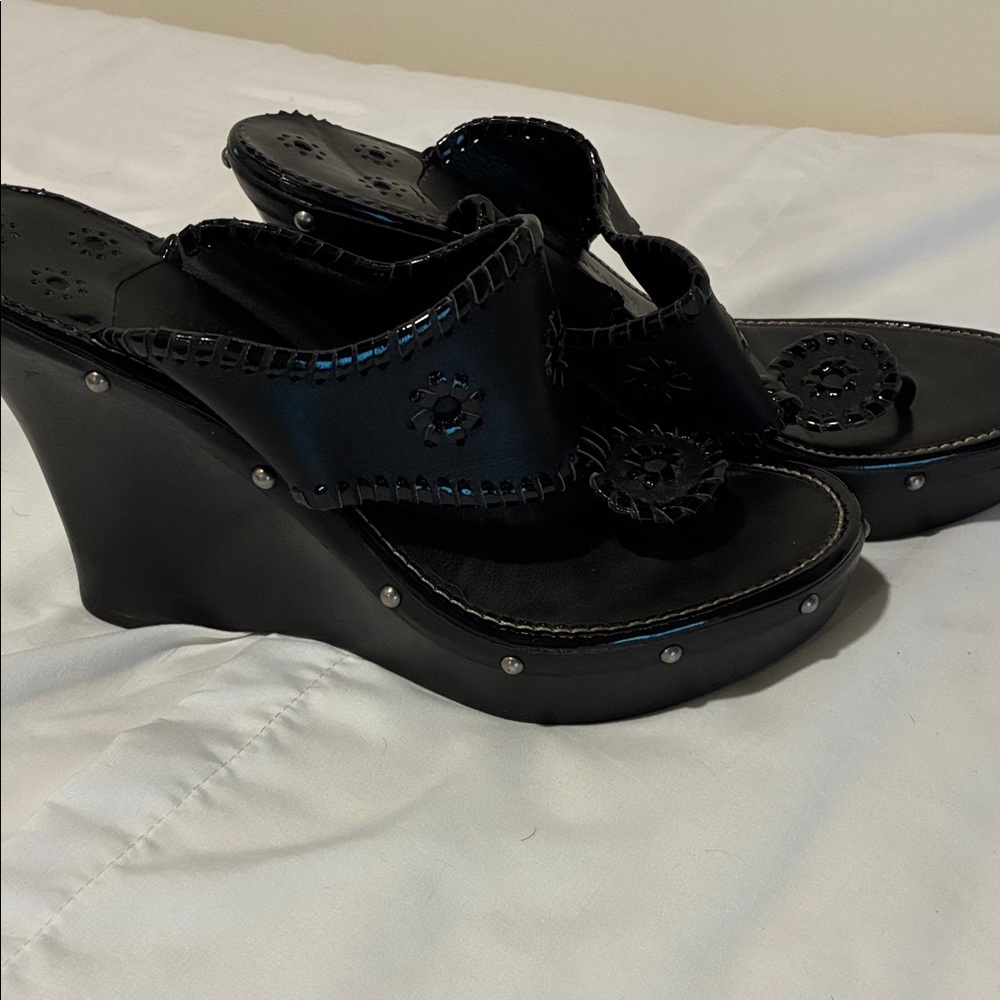 Jack Rogers Black Wedge Sandals